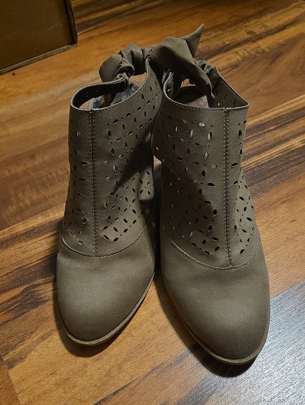 Maurices Taupe Cutout Lace-Up Ankle Booties